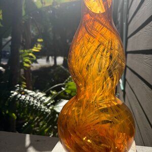 Midcentury modern Huluping Hand-Blown Art Glass Vase | Vintage Double Gourd